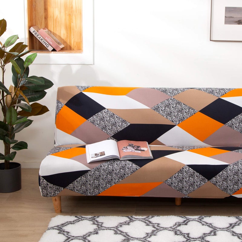Cornasee Stretch Geometric Sofa Bed Cover Futon Slipcover,Full Folding Armless Sofa Covers Furniture Protector, Machine Washable (D) - Image 5